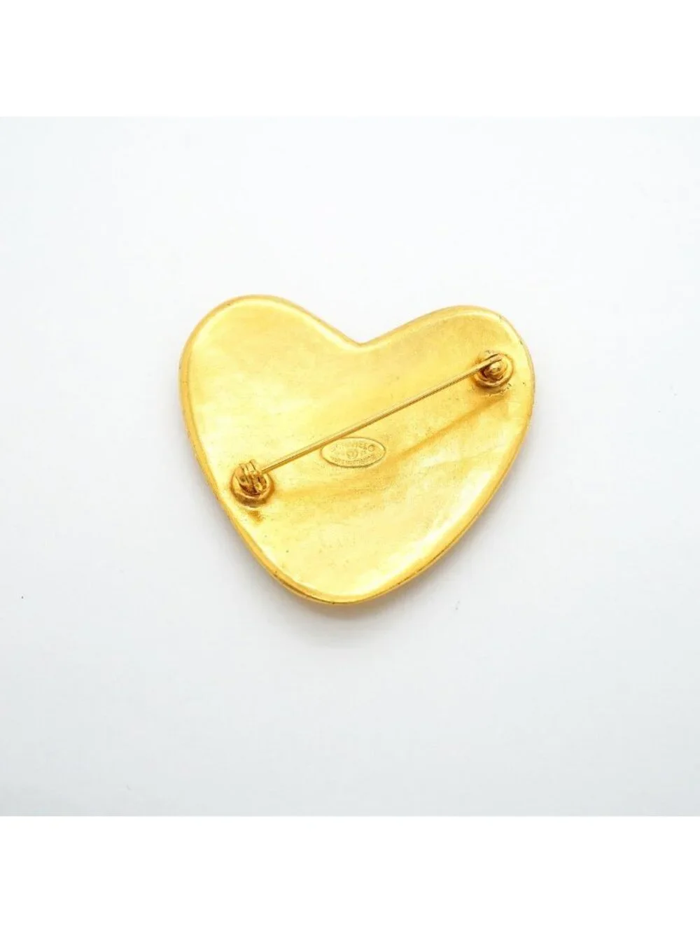 Chanel Brooch Vintage CC Logo Heart Motif Gold Plated